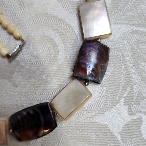 Rare 1950s Abalone and Mother-of-Pearl Geometric Necklace Mid-Century Modern - Picture 3 of 7